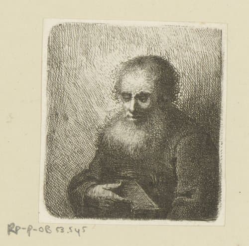 Oude man met baard en boek in de hand by Johann Andreas Benjamin Nothnagel