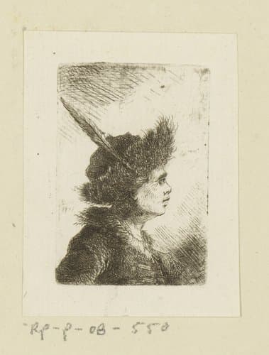 Man met muts met veer by Johann Andreas Benjamin Nothnagel