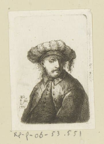 Man met baret by Johann Andreas Benjamin Nothnagel