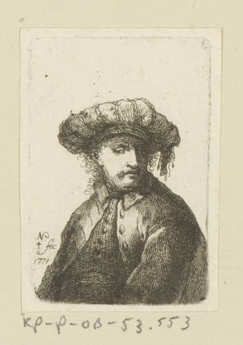 Man met baret by Johann Andreas Benjamin Nothnagel