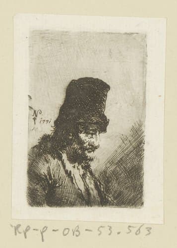 Man met hoge muts by Johann Andreas Benjamin Nothnagel