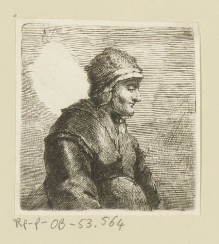 Vrouw met mutsje op by Johann Andreas Benjamin Nothnagel