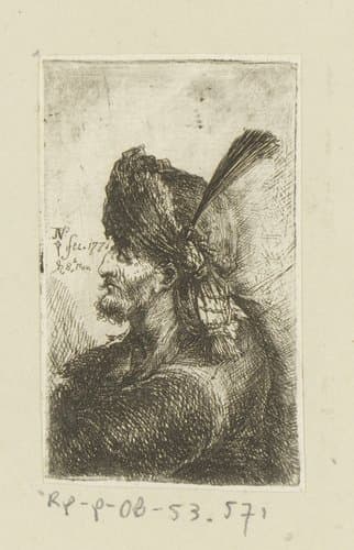 Man met tulband met pluim by Johann Andreas Benjamin Nothnagel