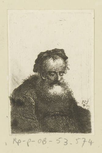 Man met baard en platte muts by Johann Andreas Benjamin Nothnagel