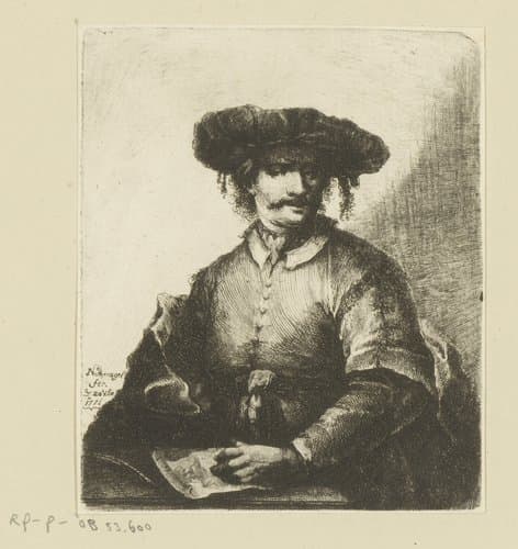 Portret van een onbekende kunstenaar by Johann Andreas Benjamin Nothnagel