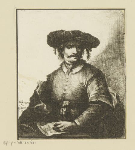 Portret van een onbekende kunstenaar by Johann Andreas Benjamin Nothnagel