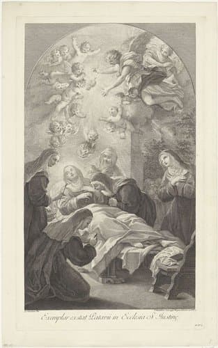 De dood van de heilige Scholastica by Francesco Bartolozzi