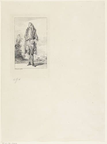 Man gekleed volgens de mode van ca. 1710 by Jean Antoine Watteau