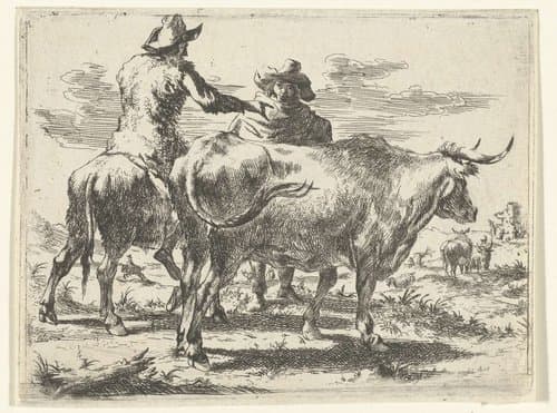 Twee herders met koeien by Romeyn de Hooghe