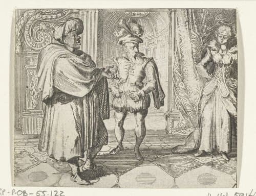 Illustratie voor Le petit chien uit Contes et nouvelles van Fontaine by Romeyn de Hooghe