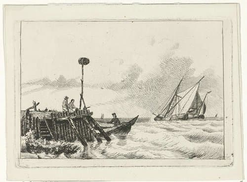 Pier aan water by Willem Gruyter jr.