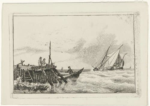 Pier aan water by Willem Gruyter jr.