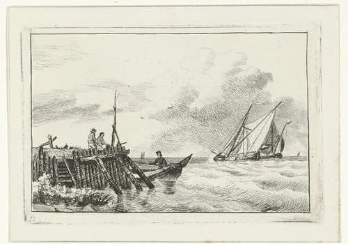 Pier aan water by Willem Gruyter jr.