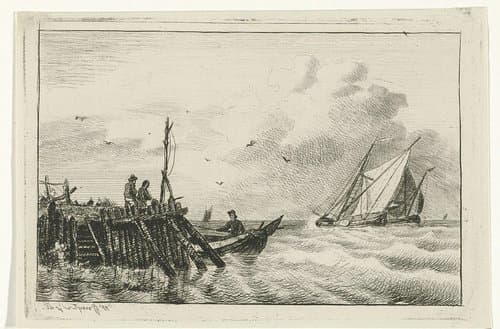 Pier aan water by Willem Gruyter jr.