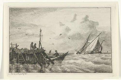 Pier aan water by Willem Gruyter jr.