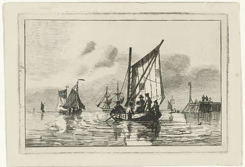 Visserspink met zes personen by Willem Gruyter jr.