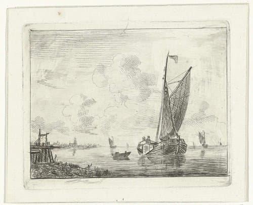 Zeilschip op binnenwater by Willem Gruyter jr.