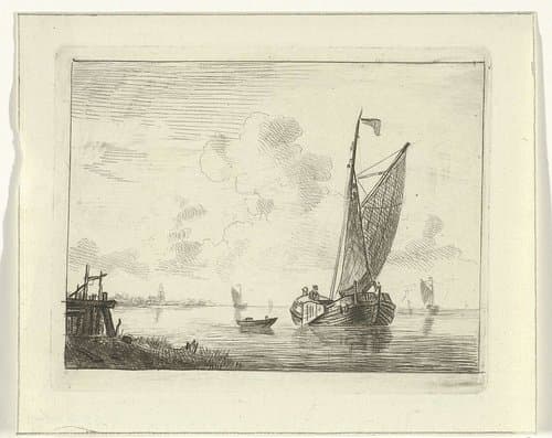 Zeilschip op binnenwater by Willem Gruyter jr.