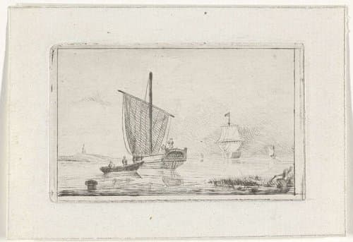 Riviergezicht met zeilschip by Willem Gruyter jr.