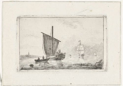 Riviergezicht met zeilschip by Willem Gruyter jr.