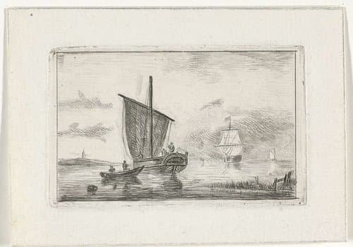 Riviergezicht met zeilschip by Willem Gruyter jr.