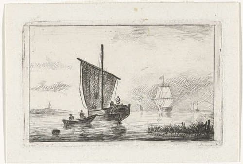 Riviergezicht met zeilschip by Willem Gruyter jr.