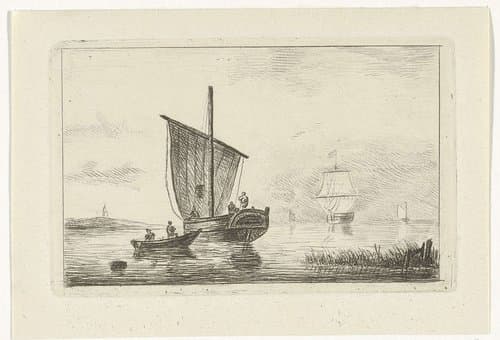 Riviergezicht met zeilschip by Willem Gruyter jr.