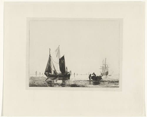 Zeegezicht met zeilschepen by Willem Gruyter jr.