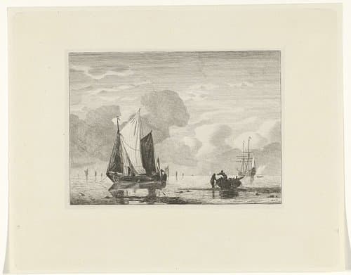 Zeegezicht met zeilschepen by Willem Gruyter jr.