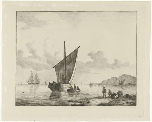 Zeilschip aan de kust by Willem Gruyter jr.