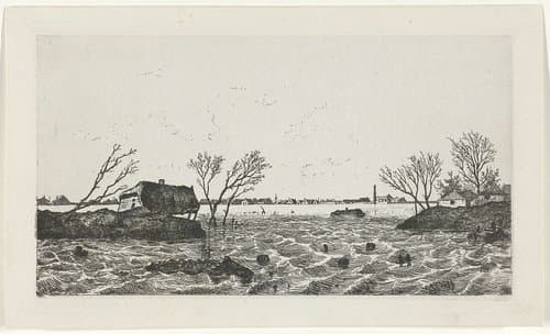 Dijkdoorbraak bij Dreumel, 1855 by Willem Gruyter jr.