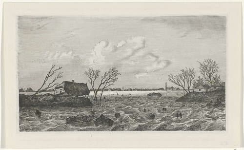Dijkdoorbraak bij Dreumel by Willem Gruyter jr.