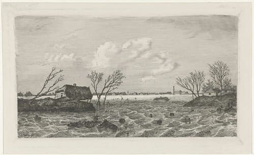 Dijkdoorbraak bij Dreumel, 1855 by Willem Gruyter jr.