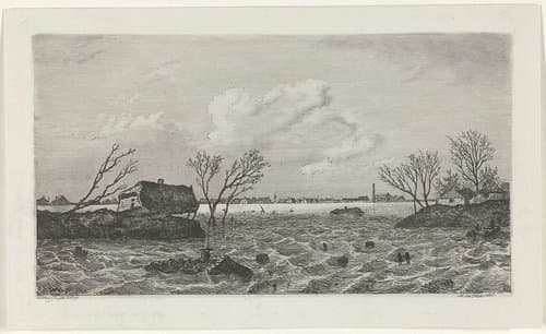 Dijkdoorbraak bij Dreumel, 1855 by Willem Gruyter jr.