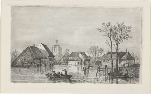 Overstroming bij Beesd, 1855 by Willem Gruyter jr.