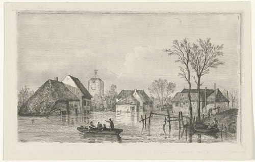 Overstroming bij Beesd, 1855 by Willem Gruyter jr.