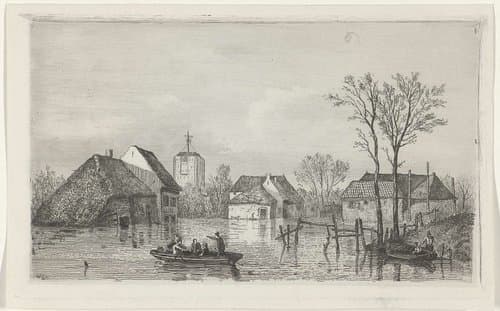 Overstroming bij Beesd, 1855 by Willem Gruyter jr.