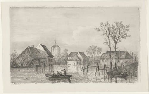Overstroming bij Beesd, 1855 by Willem Gruyter jr.