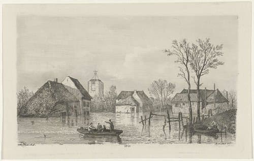 Overstroming bij Beesd, 1855 by Willem Gruyter jr.