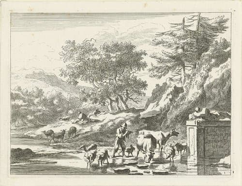 Landschappen met herders en vee by Johannes Gronsveld