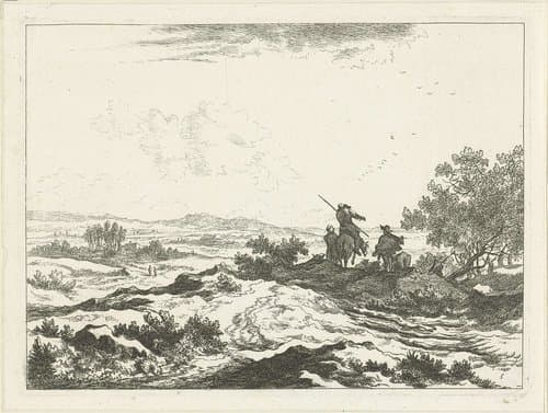 Landschap met herders op heuvel by Johannes Gronsveld