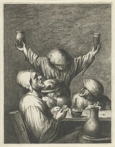 Herberginterieur met boeren by Johannes Gronsveld