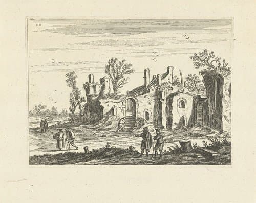 Landschap met ruïne by Johannes Gronsveld