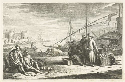 Haven met kooplieden en gevangenen by Johannes Gronsveld
