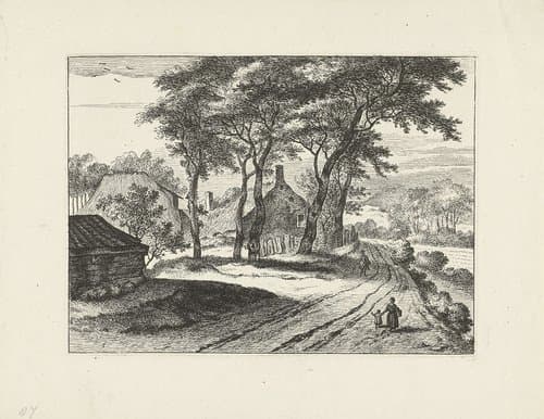 Boslandschap met boerderijen by Johannes Gronsveld