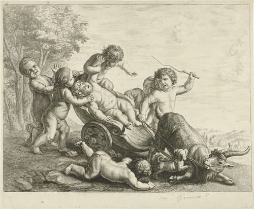 Putti met bokkenwagen by Johannes Gronsveld