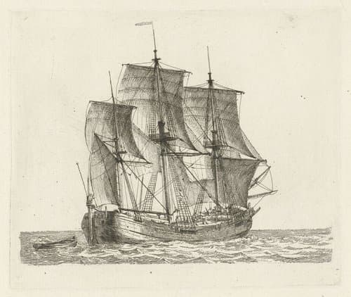 Driemaster met sloep by Gerrit Groenewegen
