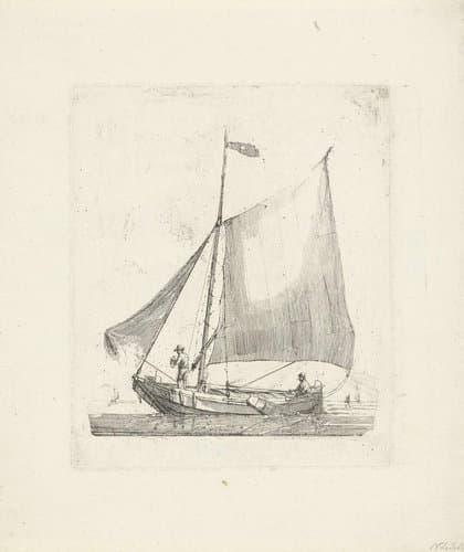 Zeilboot met twee vissers by Gerrit Groenewegen