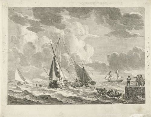 Zeilschepen op woelig water by Gerrit Groenewegen