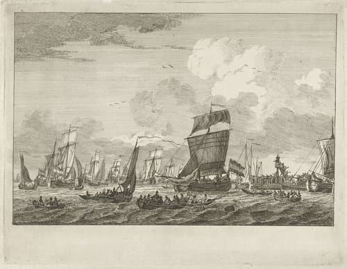 Uitvarende schepen bij Vlaardingen by Gerrit Groenewegen